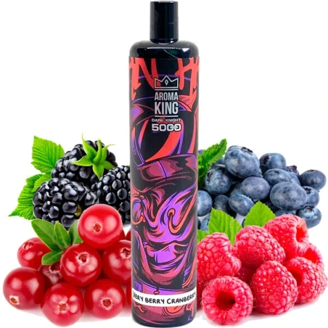 Безникотиновая Одноразовая Электронная Сигарета Aroma King Black Very Berry Cranberry (Вери Ягоды Клюква) (5000 Затяжек)